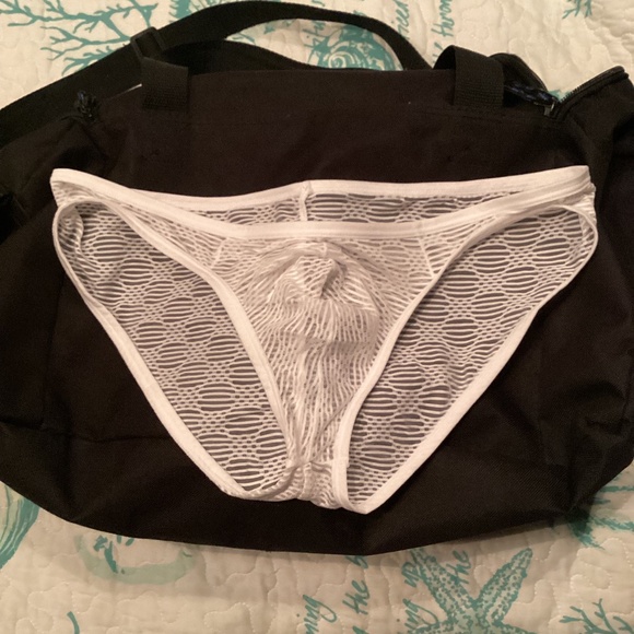 White , sheer, sexy white briefs, medium - Picture 1 of 4